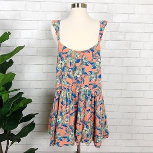 Free People Dear You Orange Floral Mini Dress Sz S
